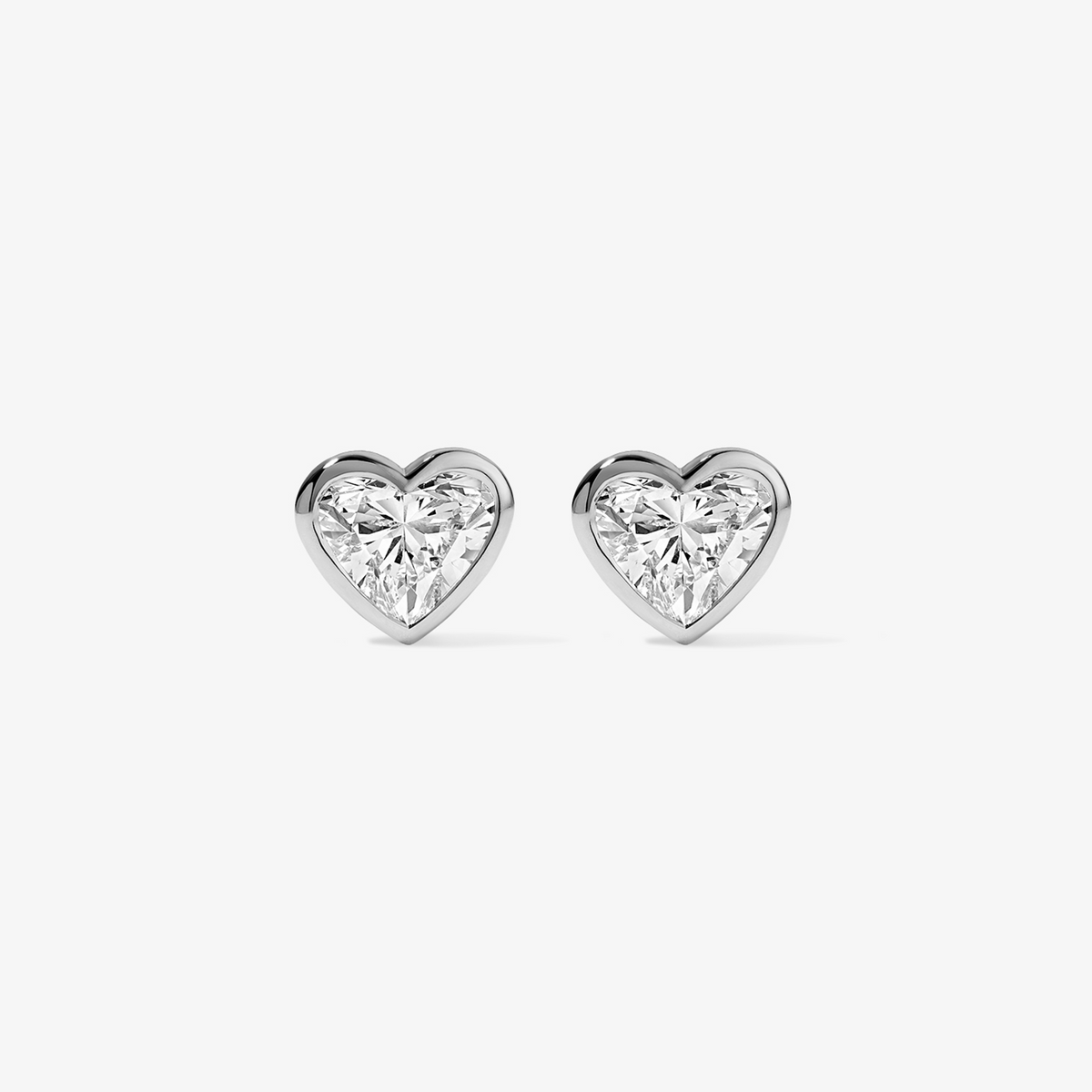 Lab Grown Diamond Heart Bezel Studs 14K White Gold
