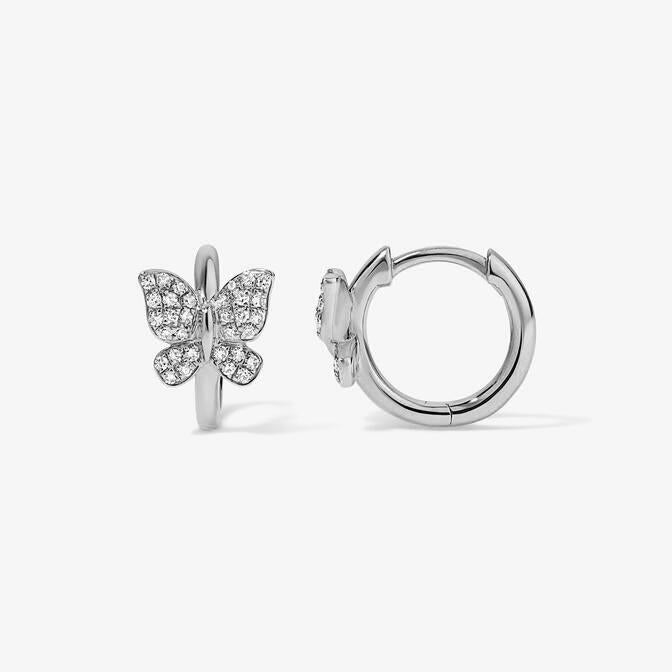 Mini Token Pave Butterfly Huggies
