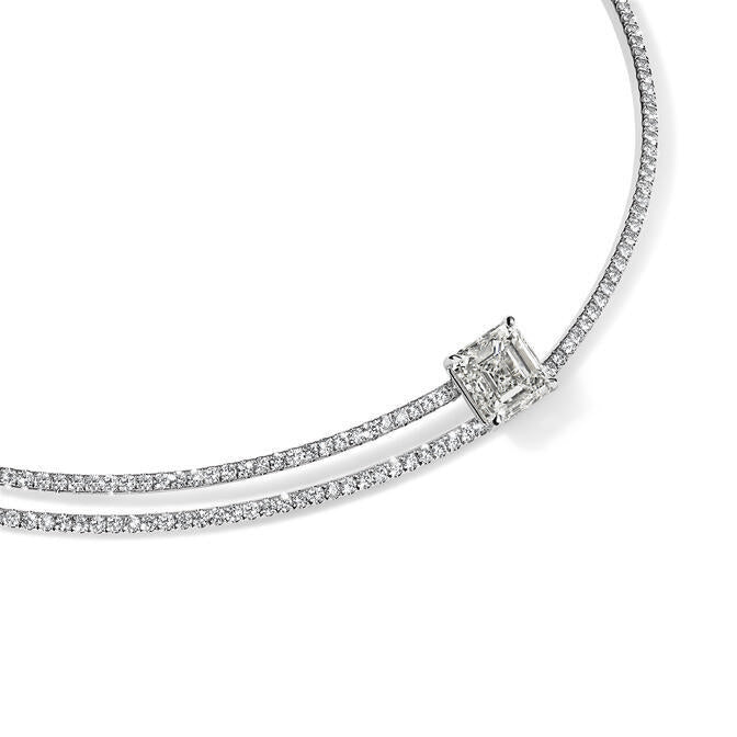 Pave Necklace and A Half with Asscher Center Stone