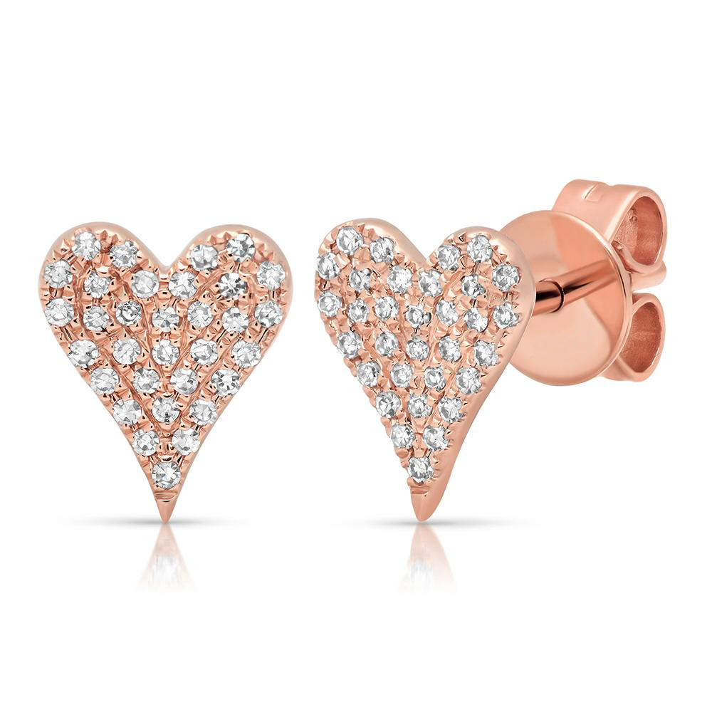 Vault Sale: Pave Heart Studs in Rose Gold
