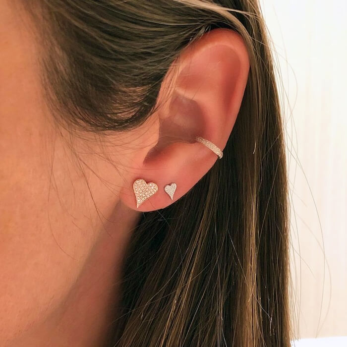 Vault Sale: Pave Heart Studs in Rose Gold