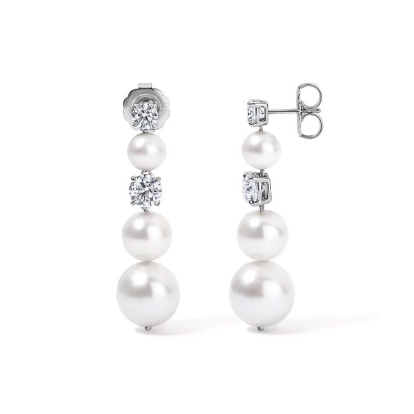 ピアス LAZY DAWN pearl drop hoop earring Dangling Pearl Teardrop Huggie Hoop Earrings | Caitlyn