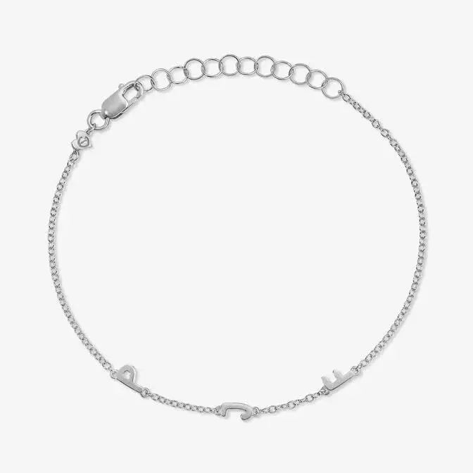 Petite Multi Bubble Initial Bracelet 14K White Gold