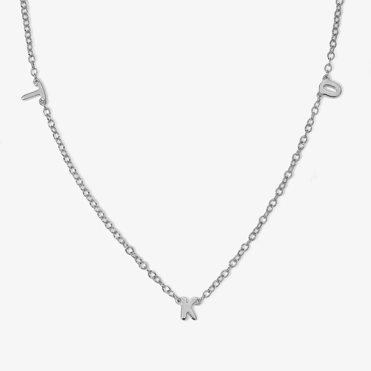 Petite Multi Bubble Initial Necklace 14K White Gold
