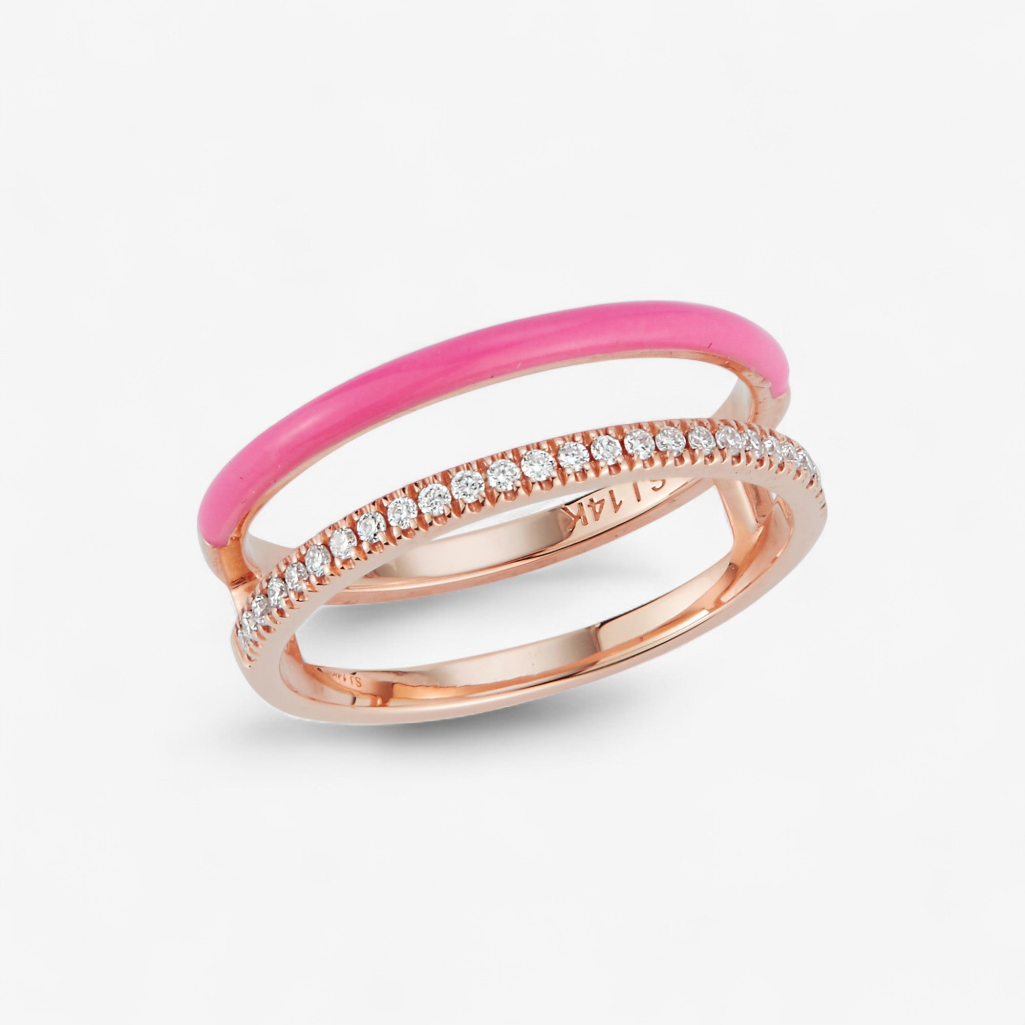 Enamel and Diamond Double Bar Ring