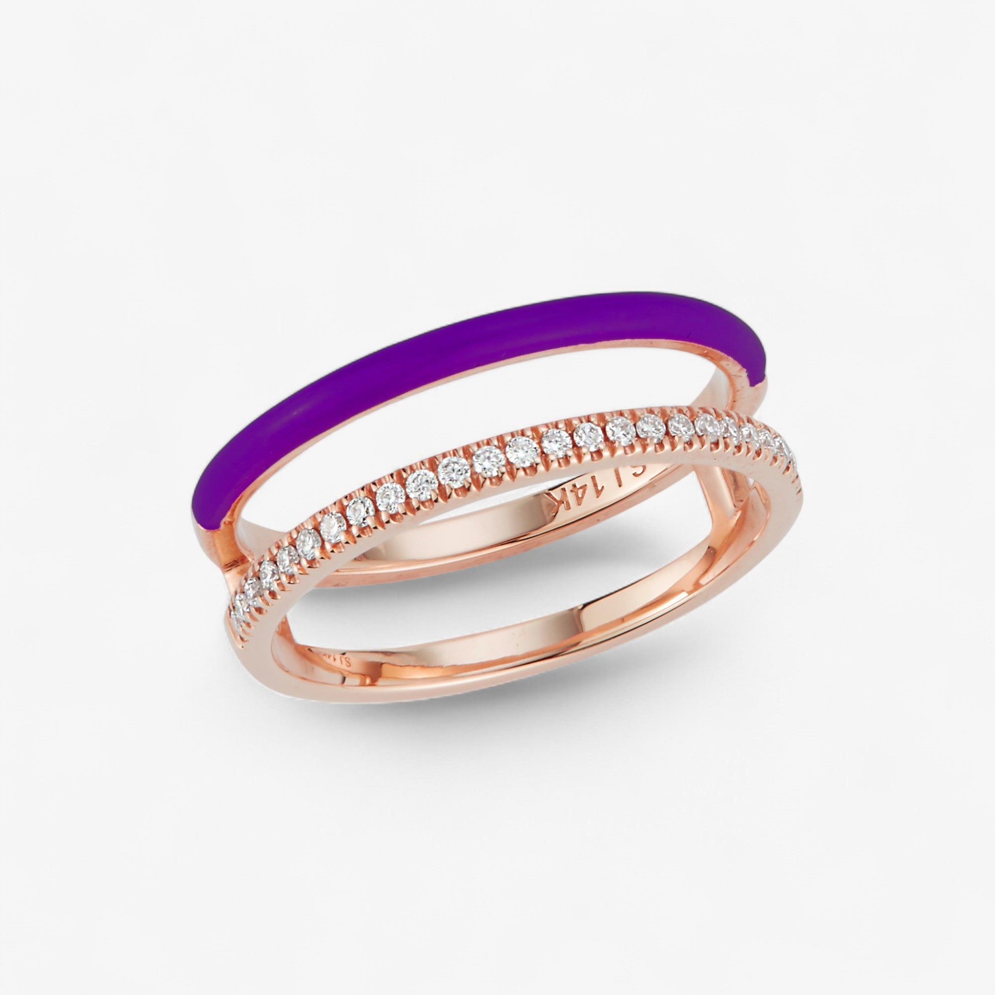 Enamel and Diamond Double Bar Ring
