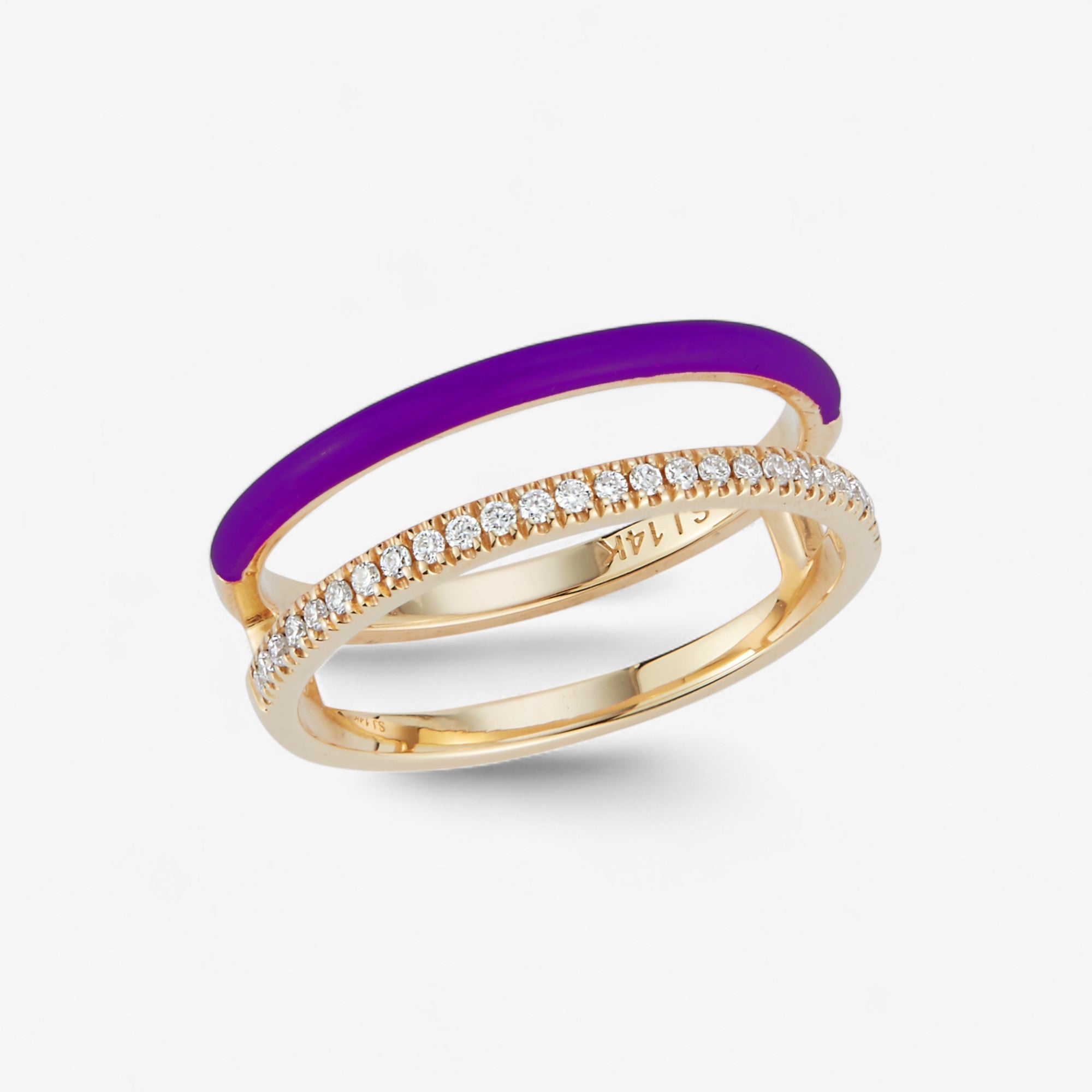 Enamel and Diamond Double Bar Ring