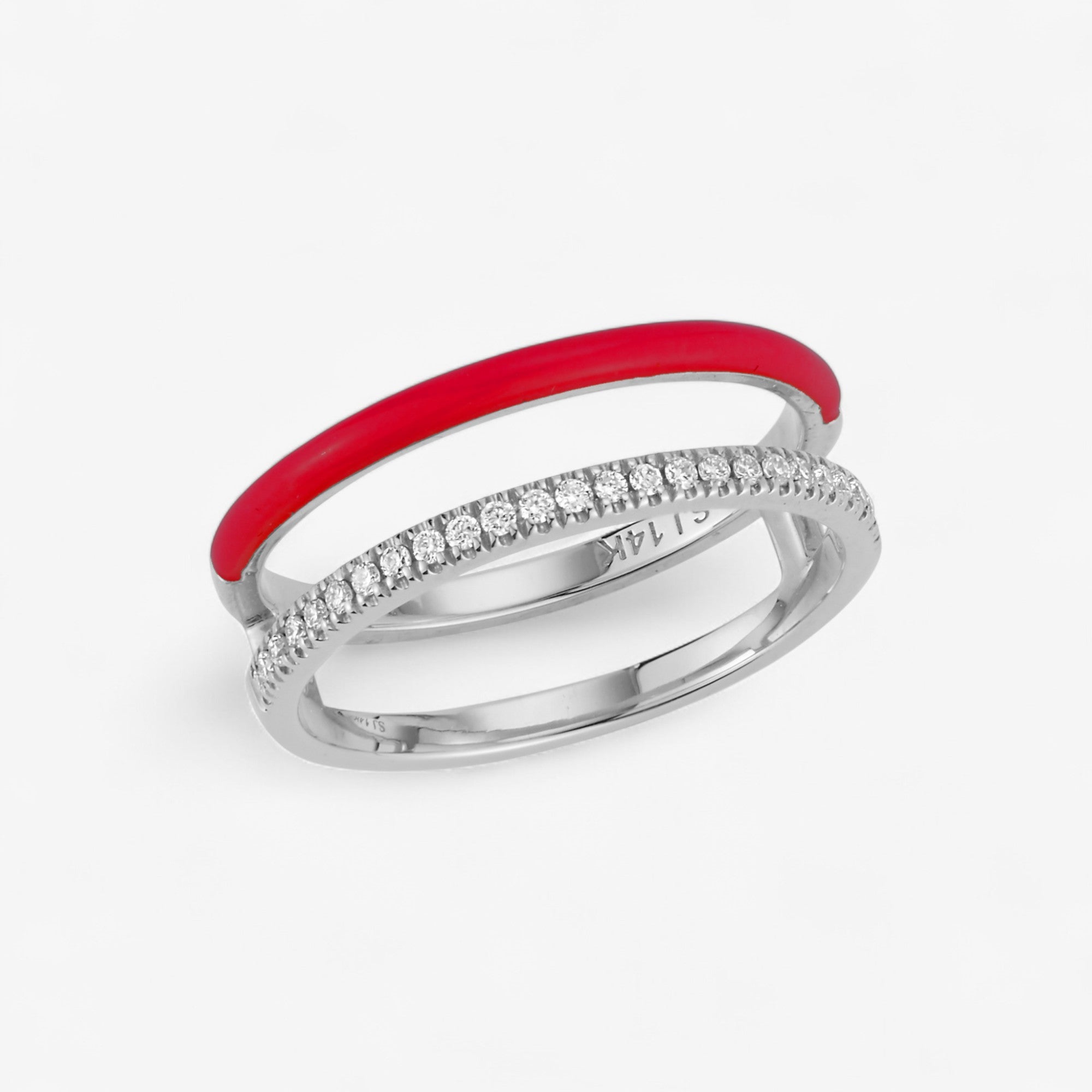 Enamel and Diamond Double Bar Ring