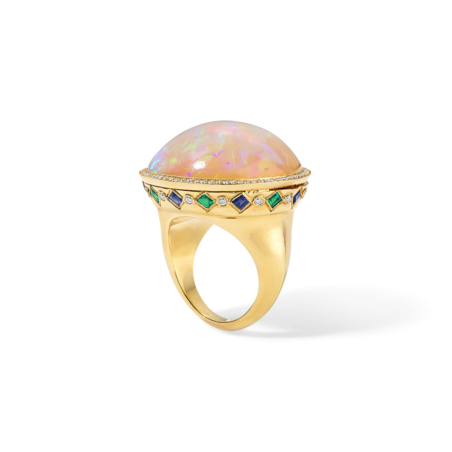 East-West Set Opal Cocktail Ring