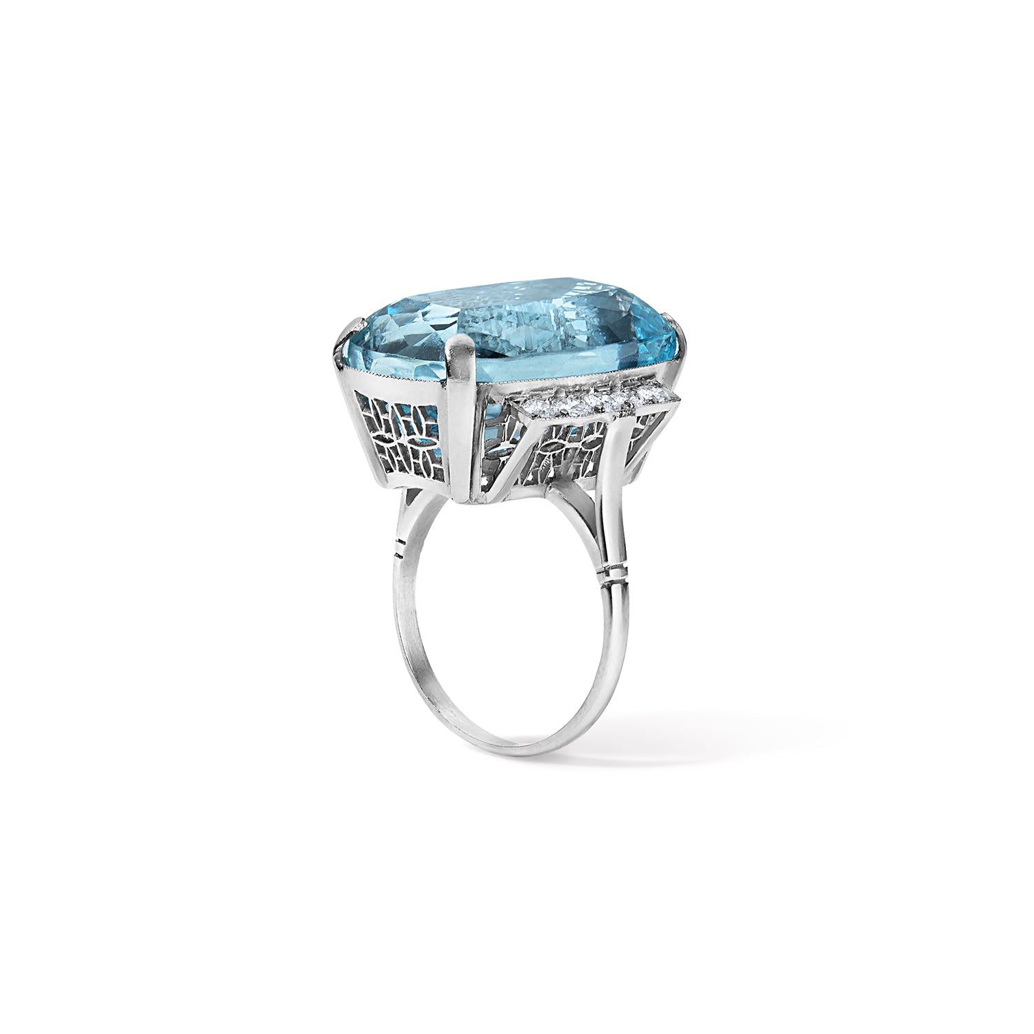 Aquamarine Center Stone Cocktail Ring