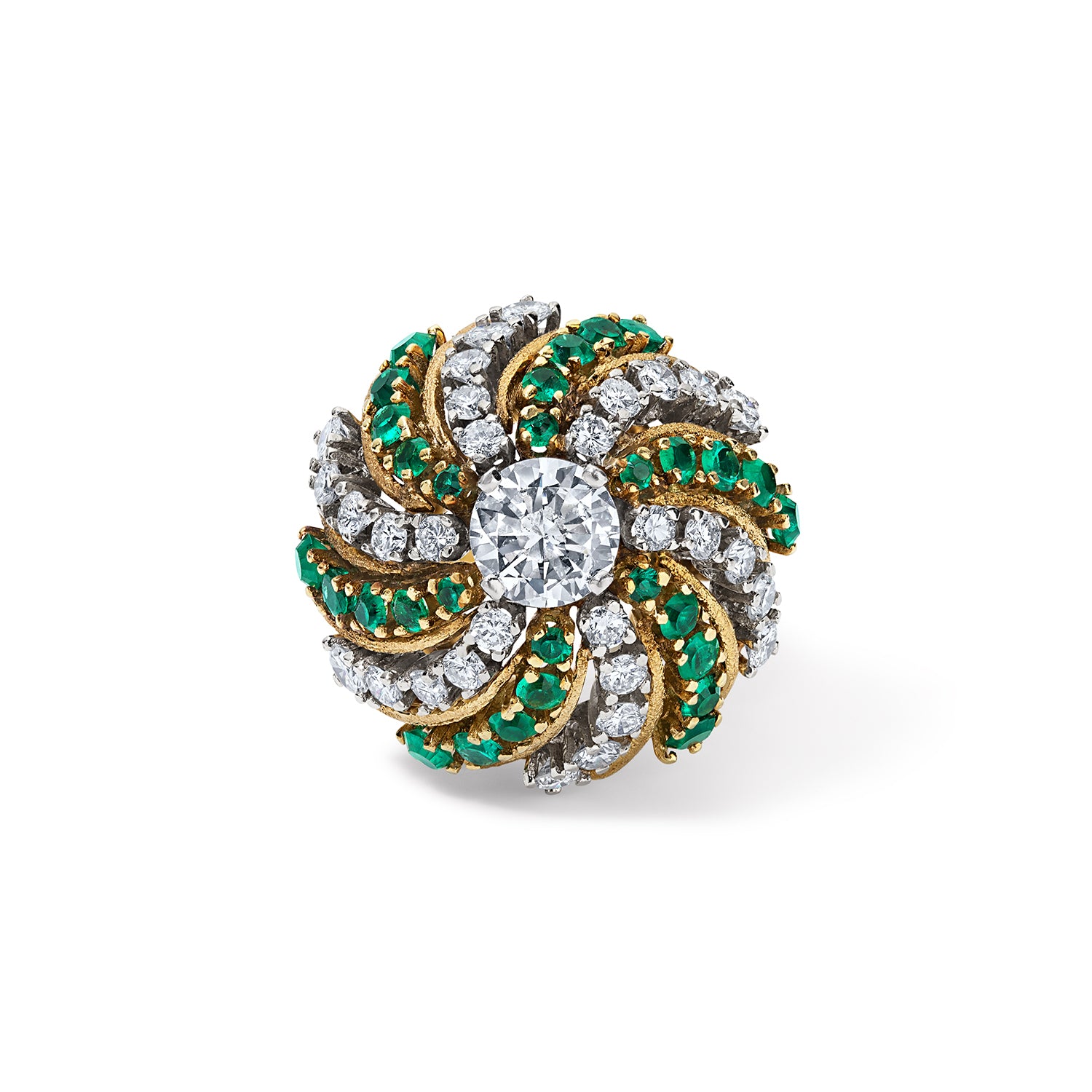 Diamond and Emerald Dome Ring