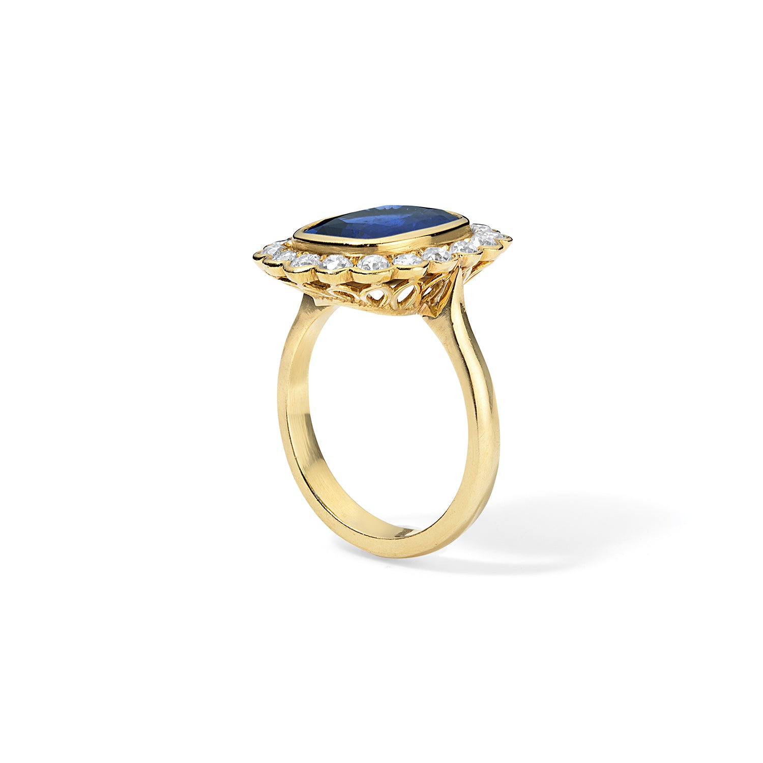 Elongated Cushion Sapphire Ring