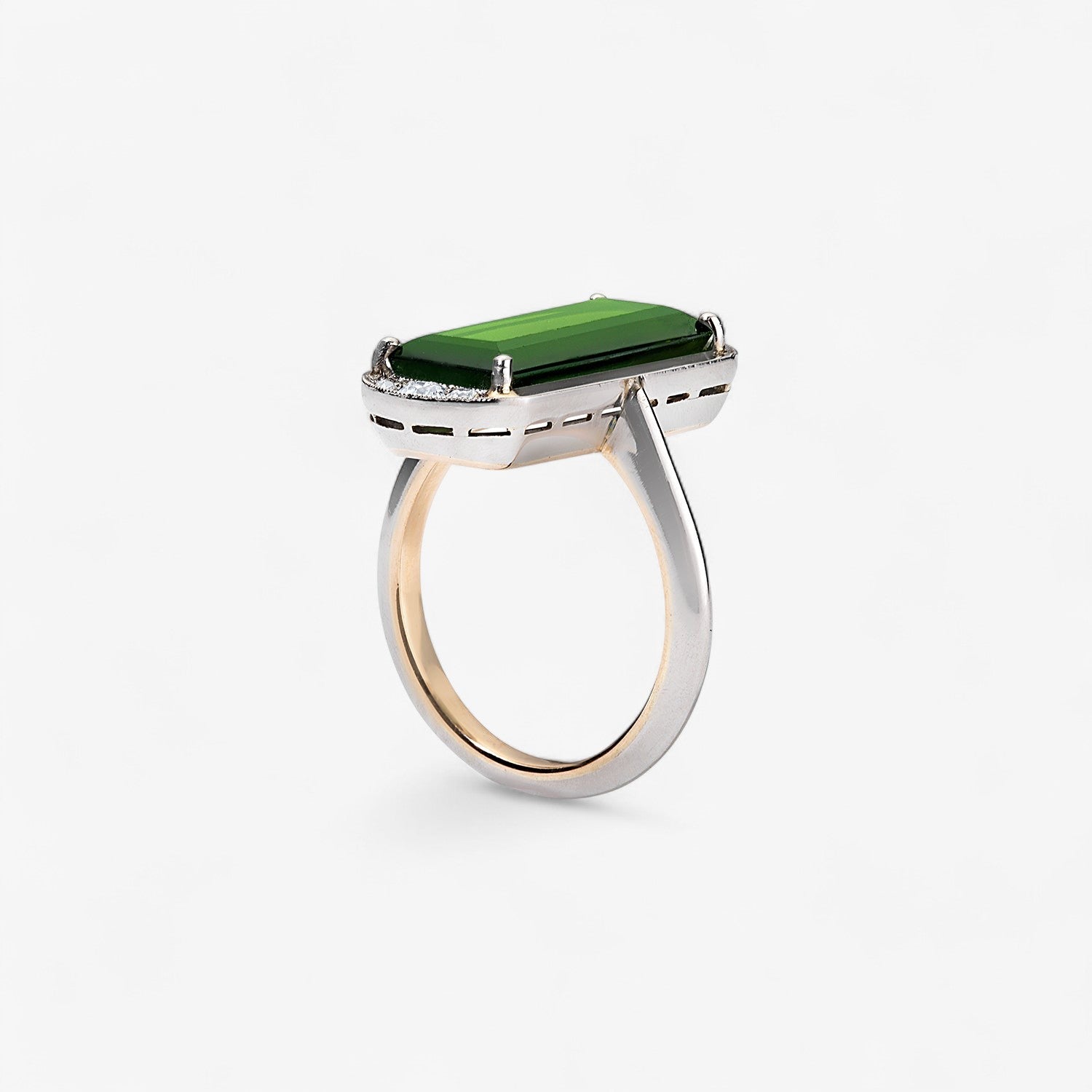 Elongated Green Tourmaline Ring