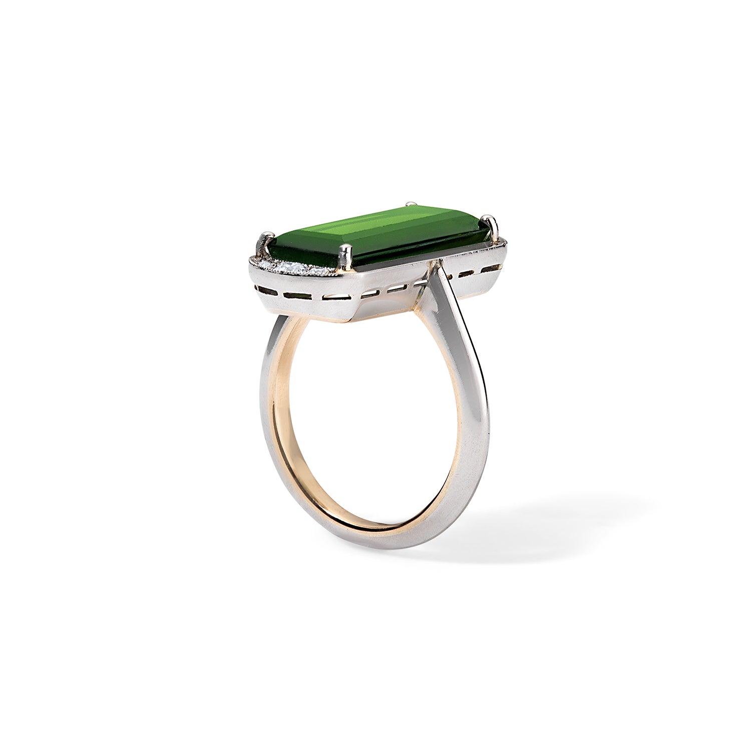 Elongated Green Tourmaline Ring