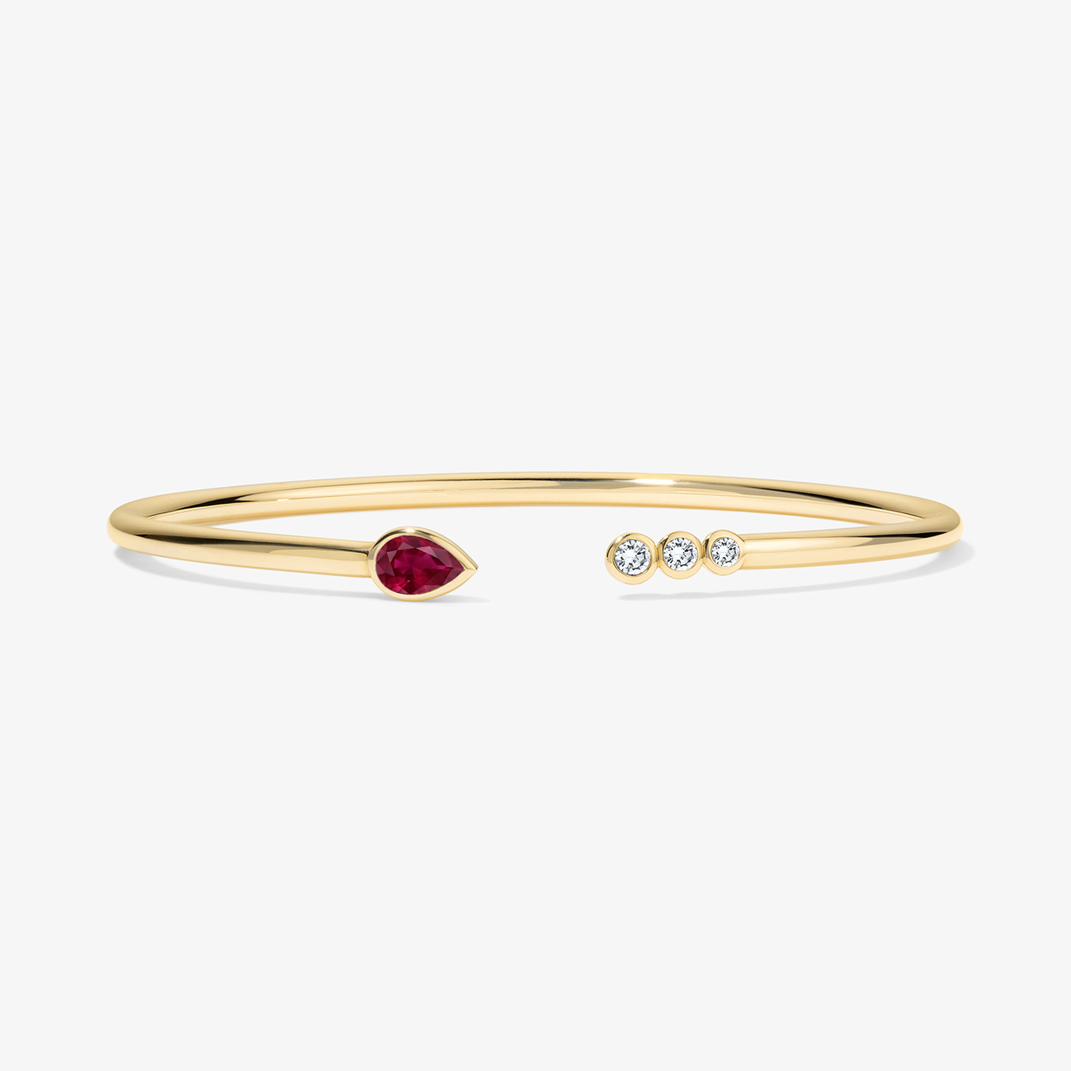 Undecided Ruby Pear and Round Diamond Flex Bangle 14K Yellow Gold