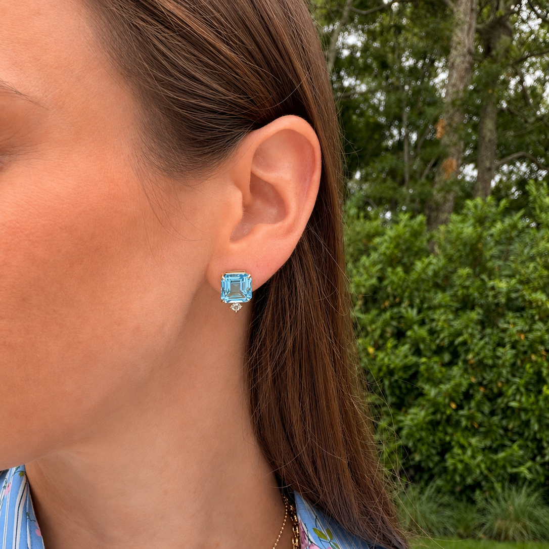 Candy Confetti Ascher Swiss Blue Topaz Studs