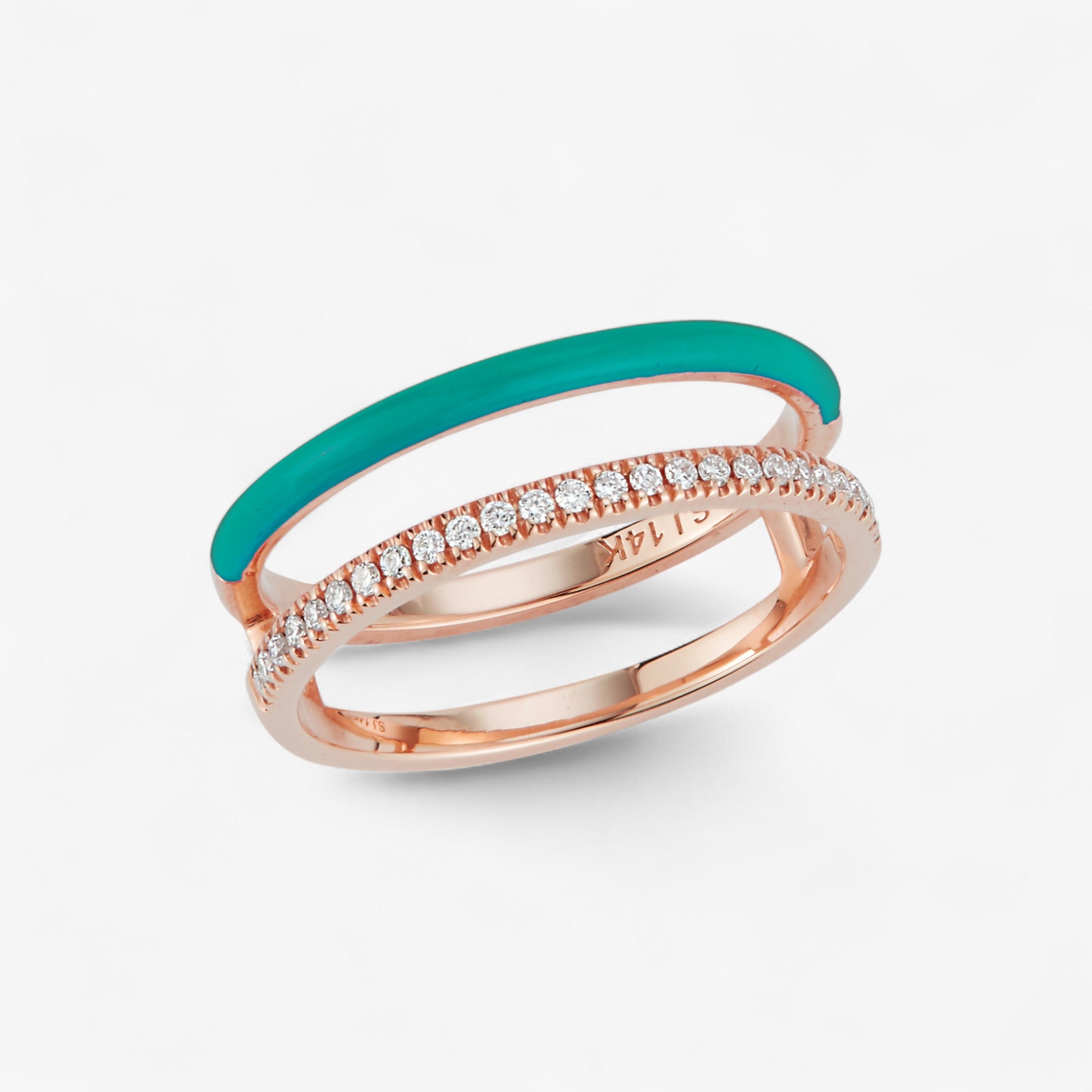 Enamel and Diamond Double Bar Ring