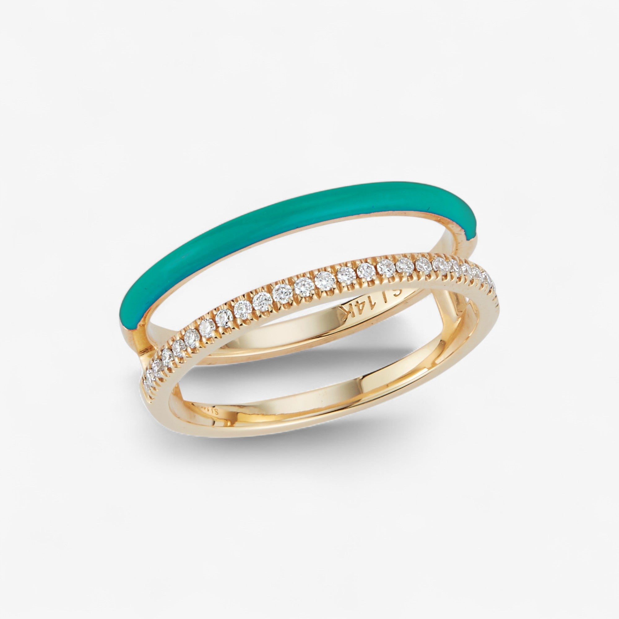 Enamel and Diamond Double Bar Ring