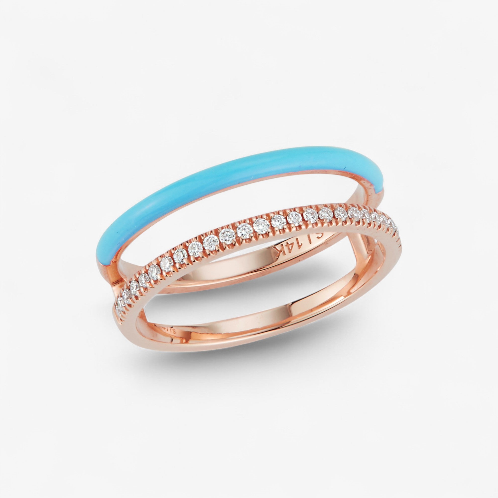 Enamel and Diamond Double Bar Ring