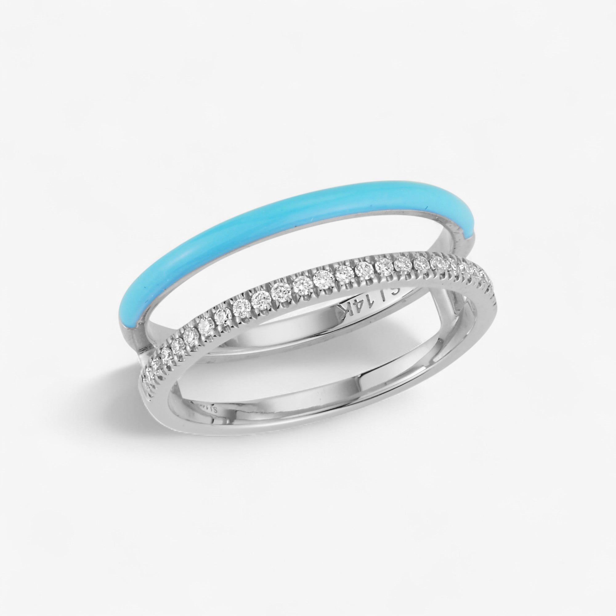 Enamel and Diamond Double Bar Ring