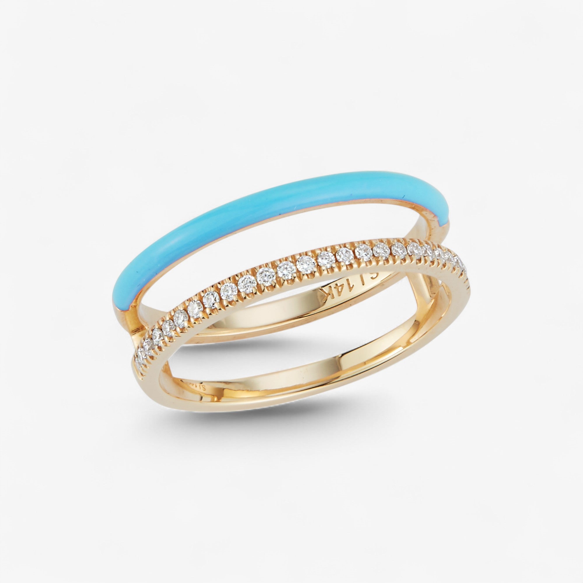Enamel and Diamond Double Bar Ring