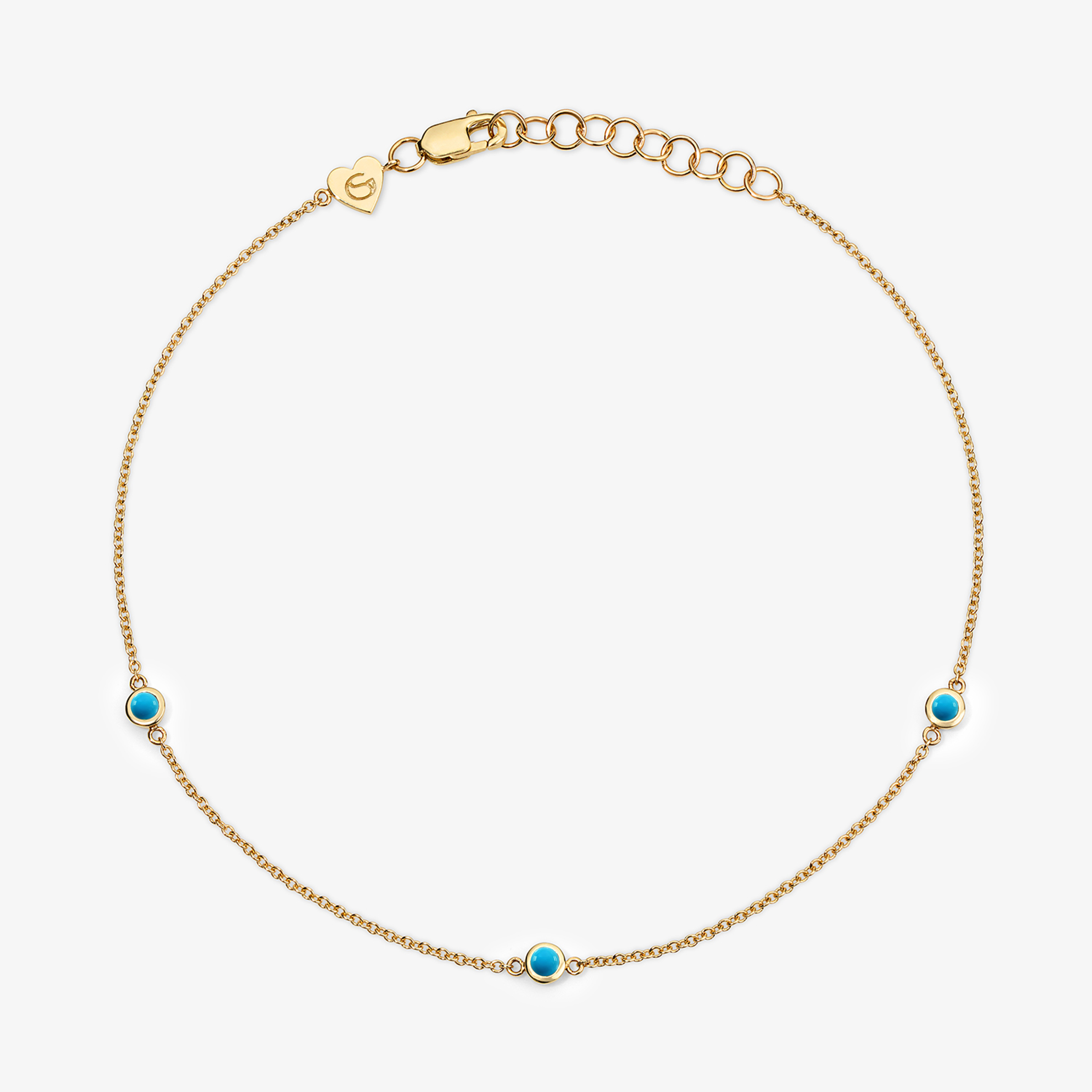 Margot Birthstone Bezel Anklet 14K Yellow Gold Turquoise