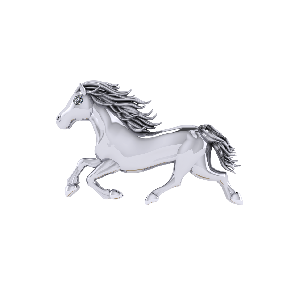Jumbo Horse Slider Charm 18K White Gold