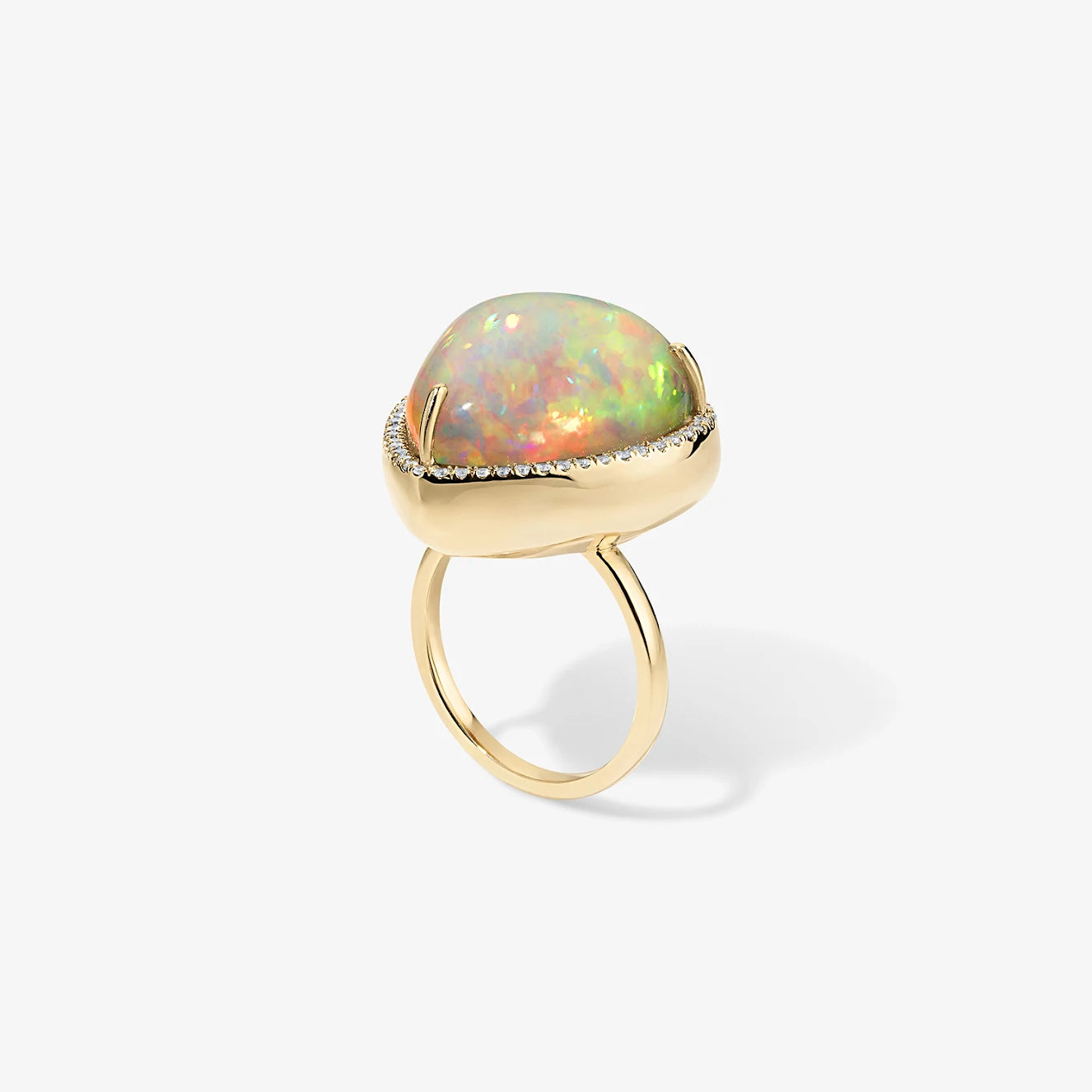 Opal Heart Candy Button Ring