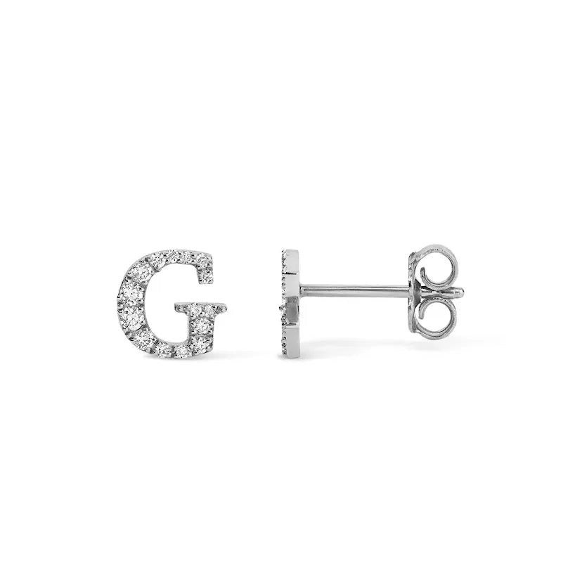 Sterling Silver Small Pave Initial Stud