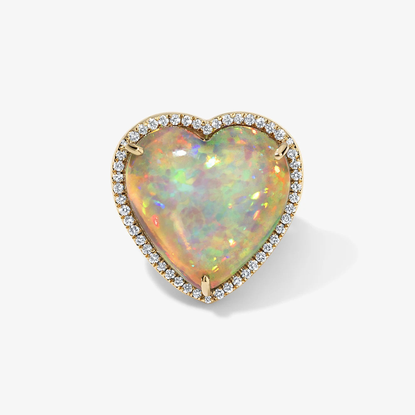 Opal Heart Candy Button Ring