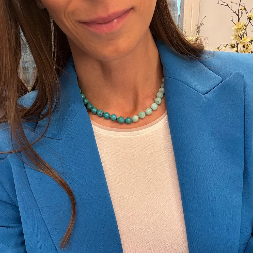 Kendall Two Tone Turquoise and Chrysoprase Beaded Necklace