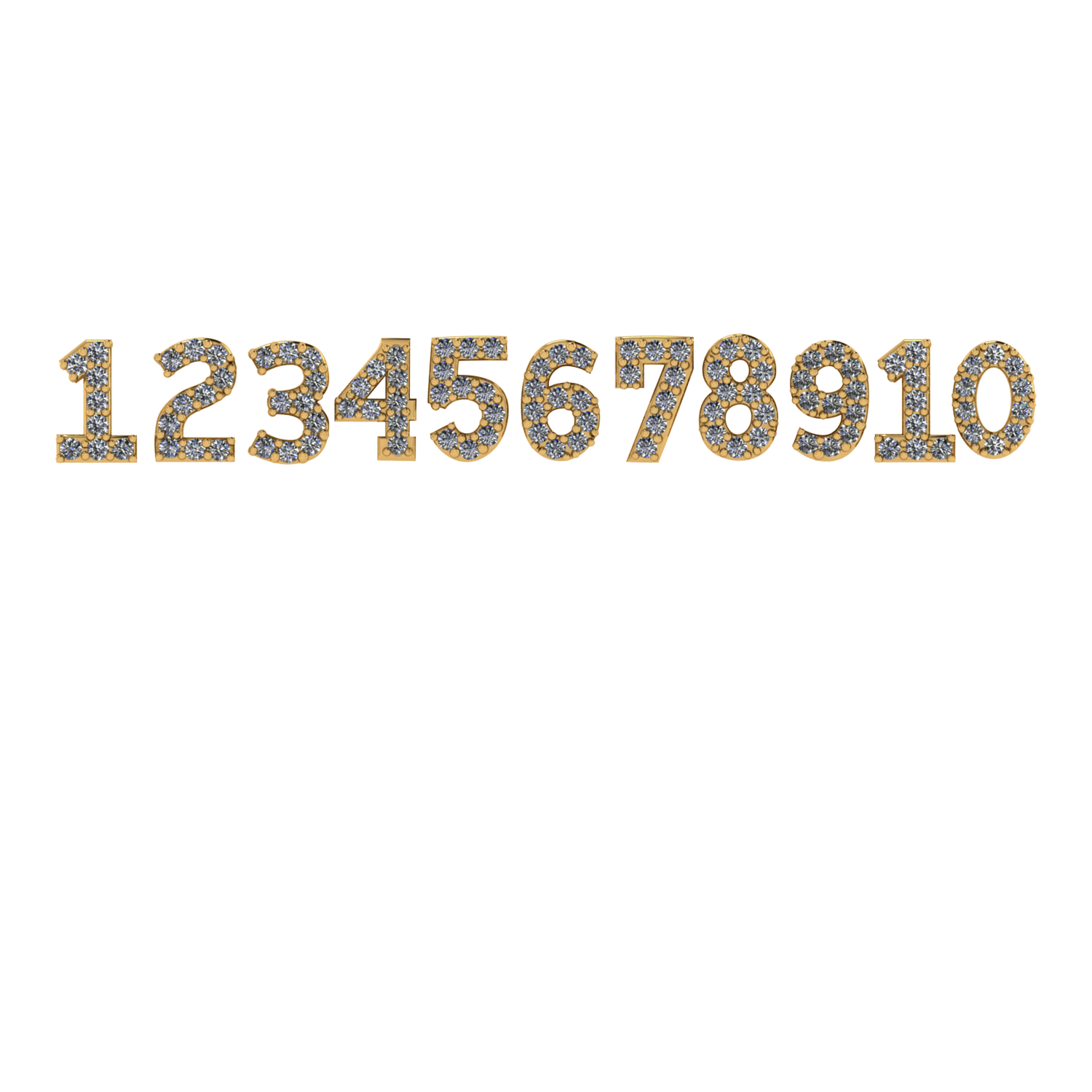 Mini Pave Block Number Studs