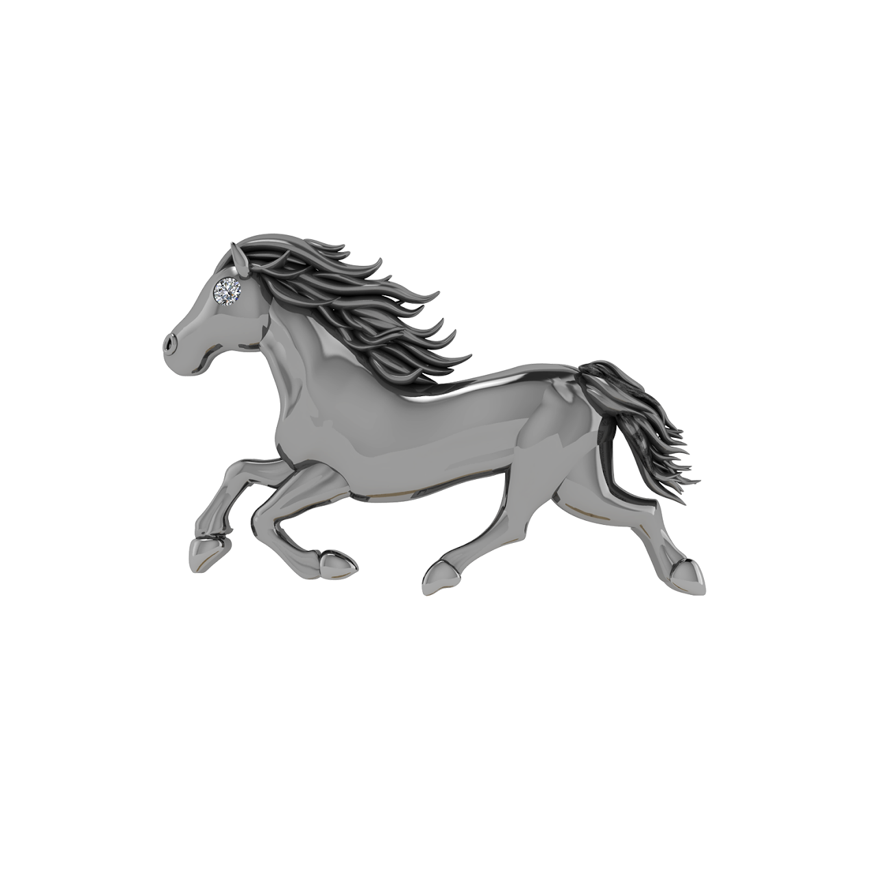 Jumbo Horse Slider Charm Black Rhodium