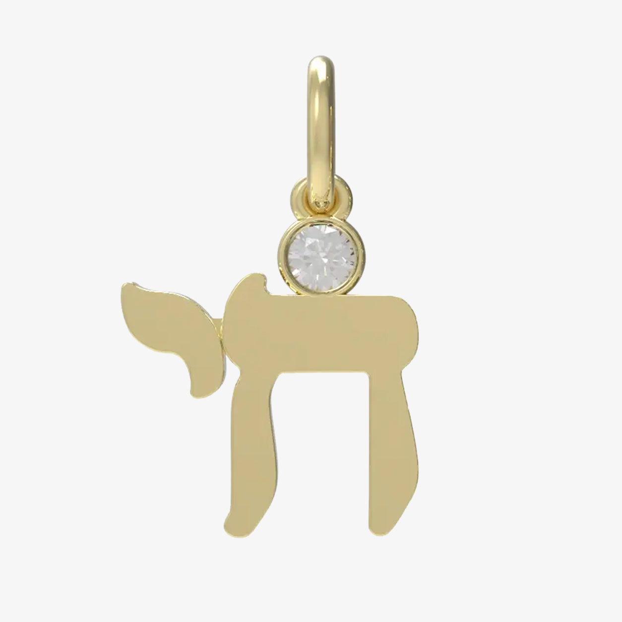 Token Chai with Diamond Bezel Pendant 14K Yellow Gold