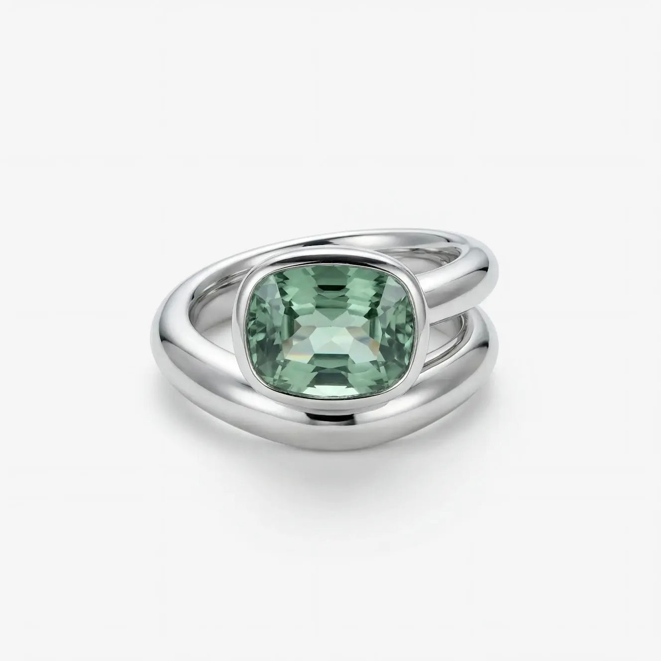 Cushion Cut Mint Garnet Band and a Half