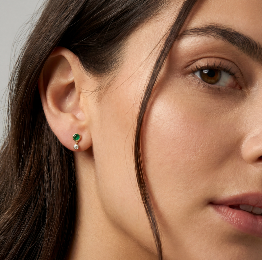 Margot Two Stone Bezel Stud Earrings