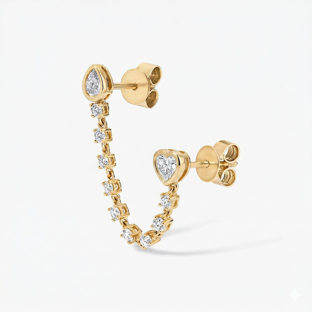 Celeste Pear and Heart Diamond Chain Earring