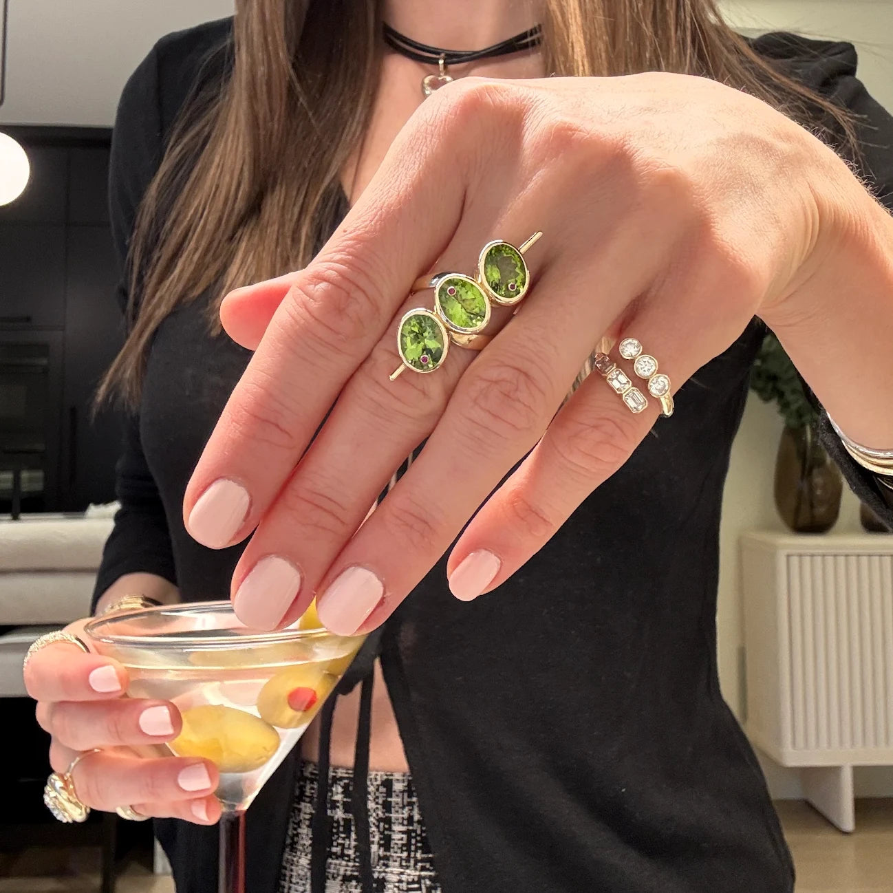Cocktail Martini Olive Ring