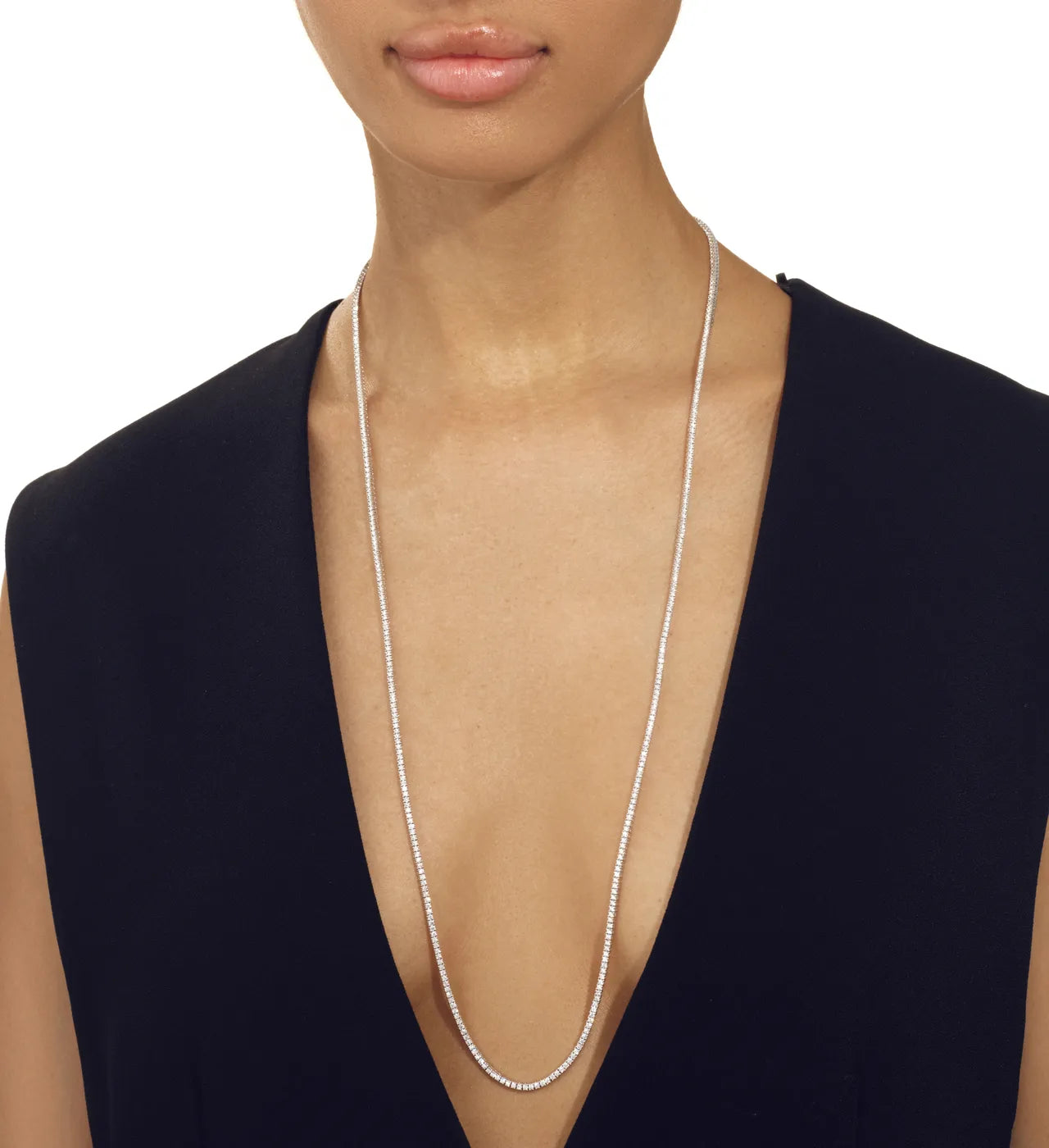 Extra Long Petite Diamond Tennis Necklace