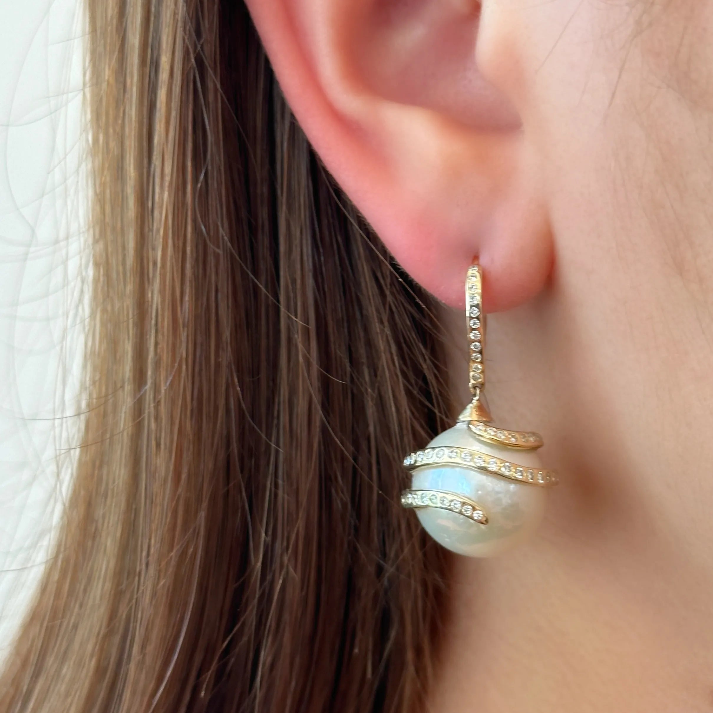 Pearl and Pave Earrings