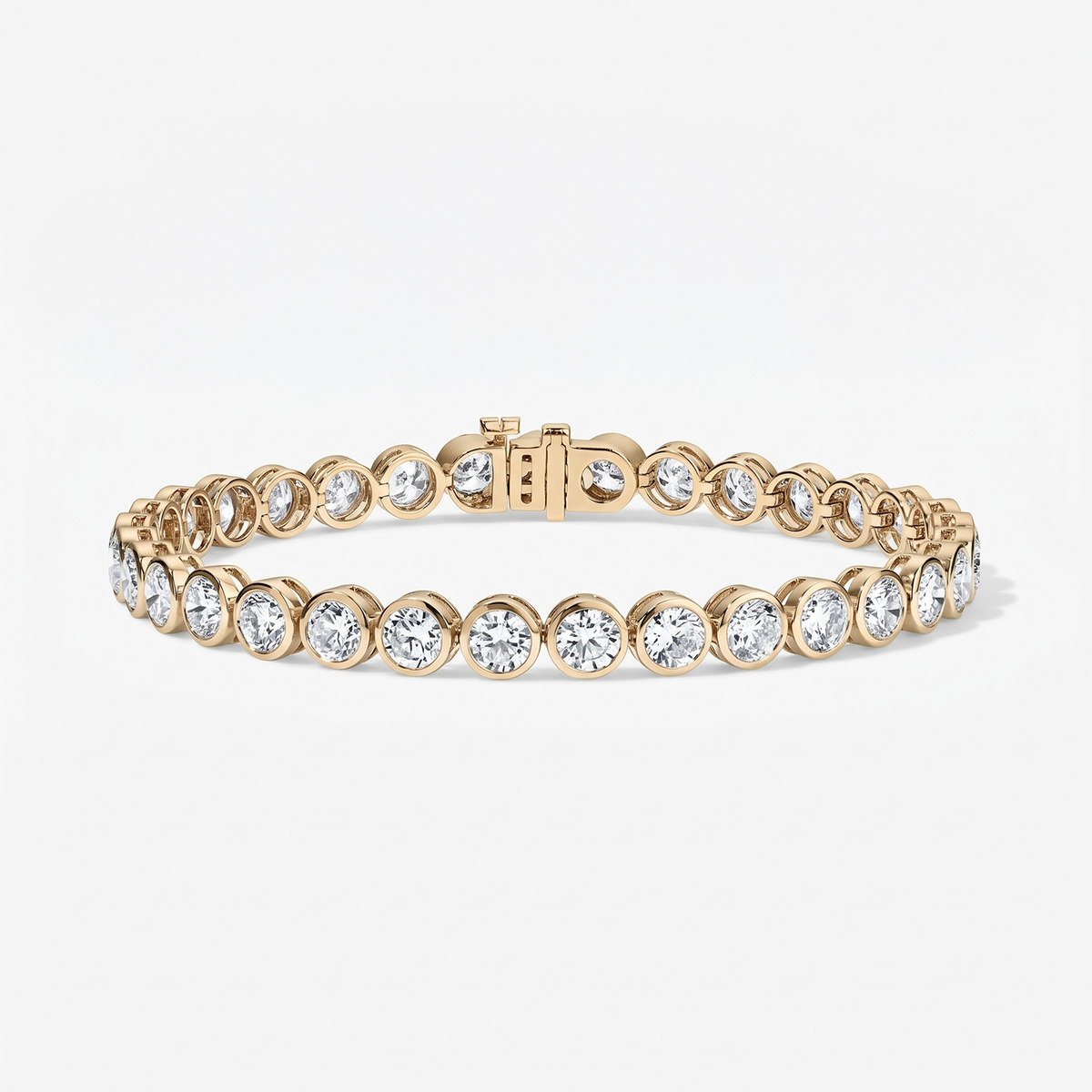 Lab Grown Diamond Round Bezel Tennis Bracelet 14K Yellow Gold