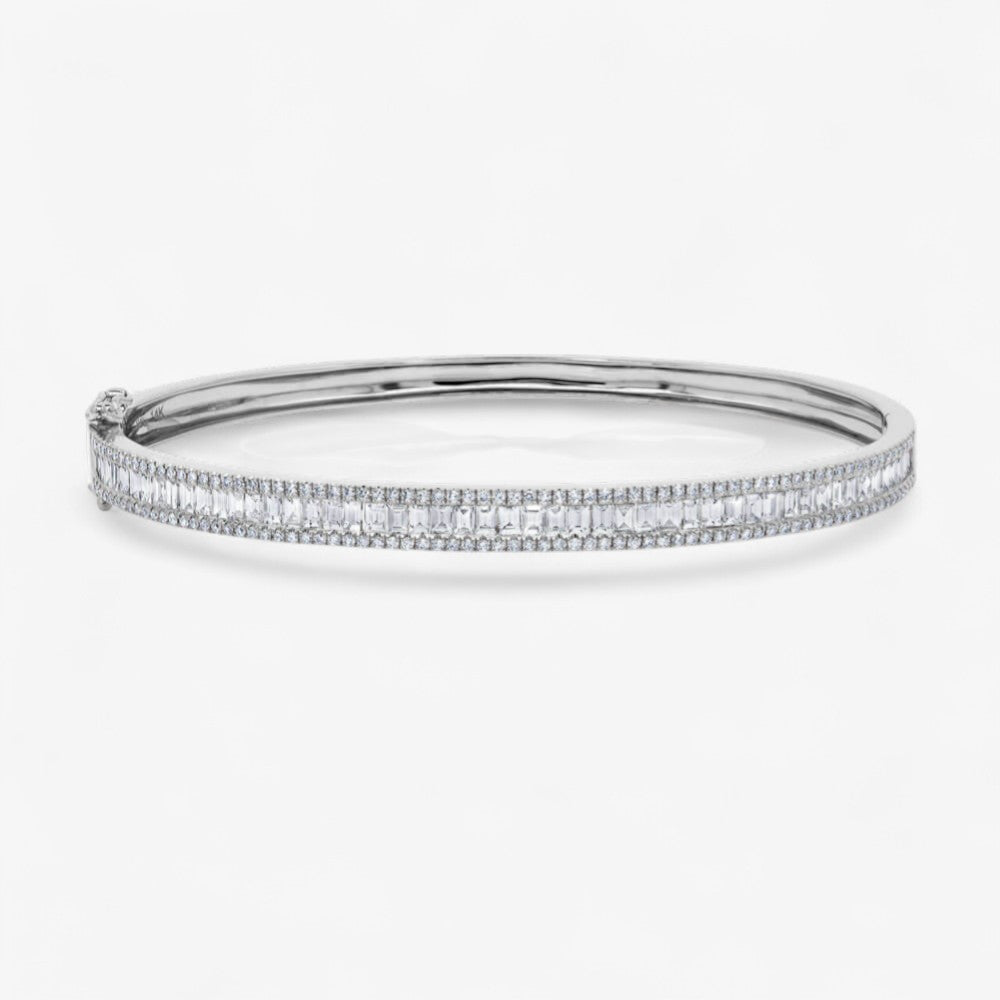Pave Edge Diamond Baguette Bangle