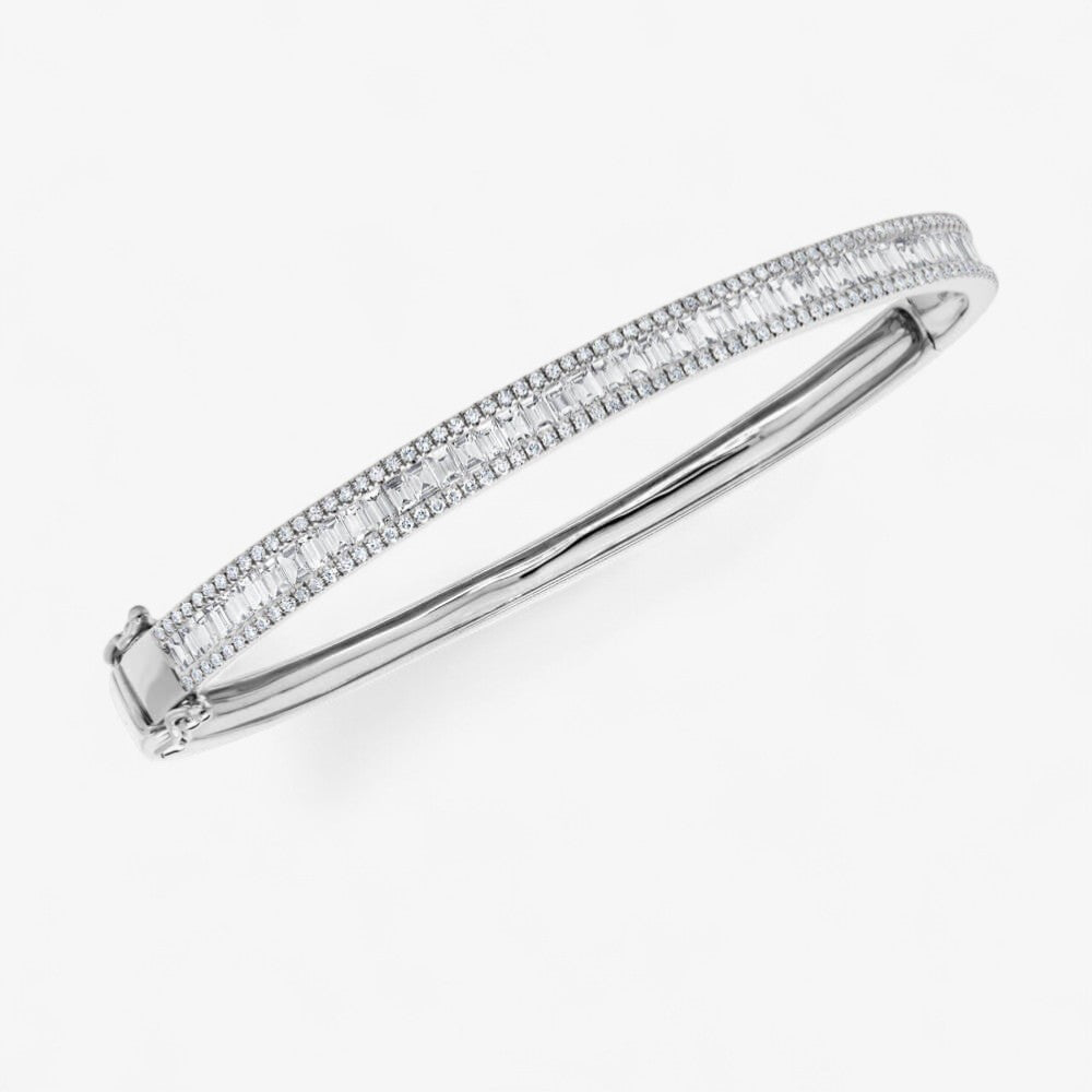 Pave Edge Diamond Baguette Bangle