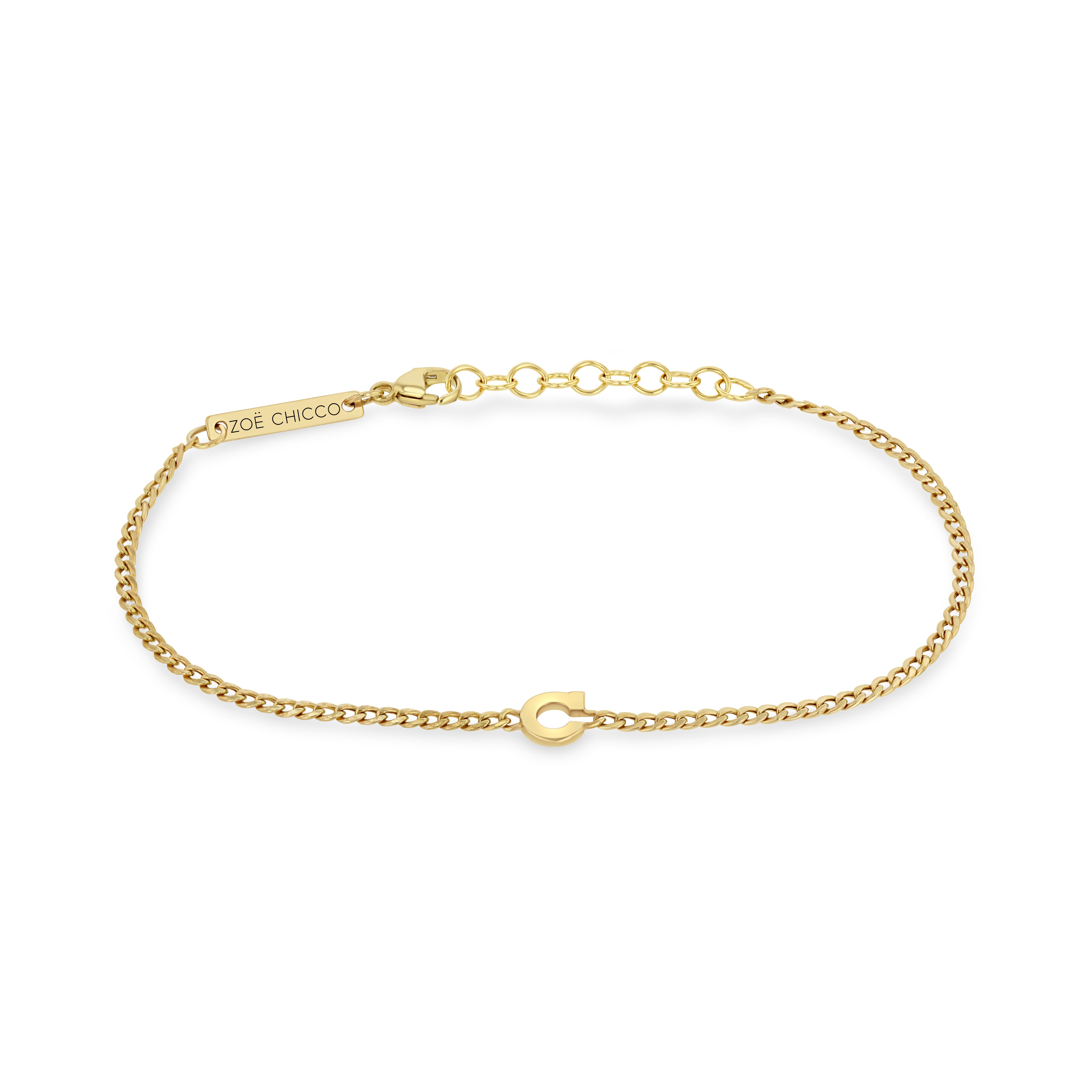 Curb Chain Bracelet with Single Initial