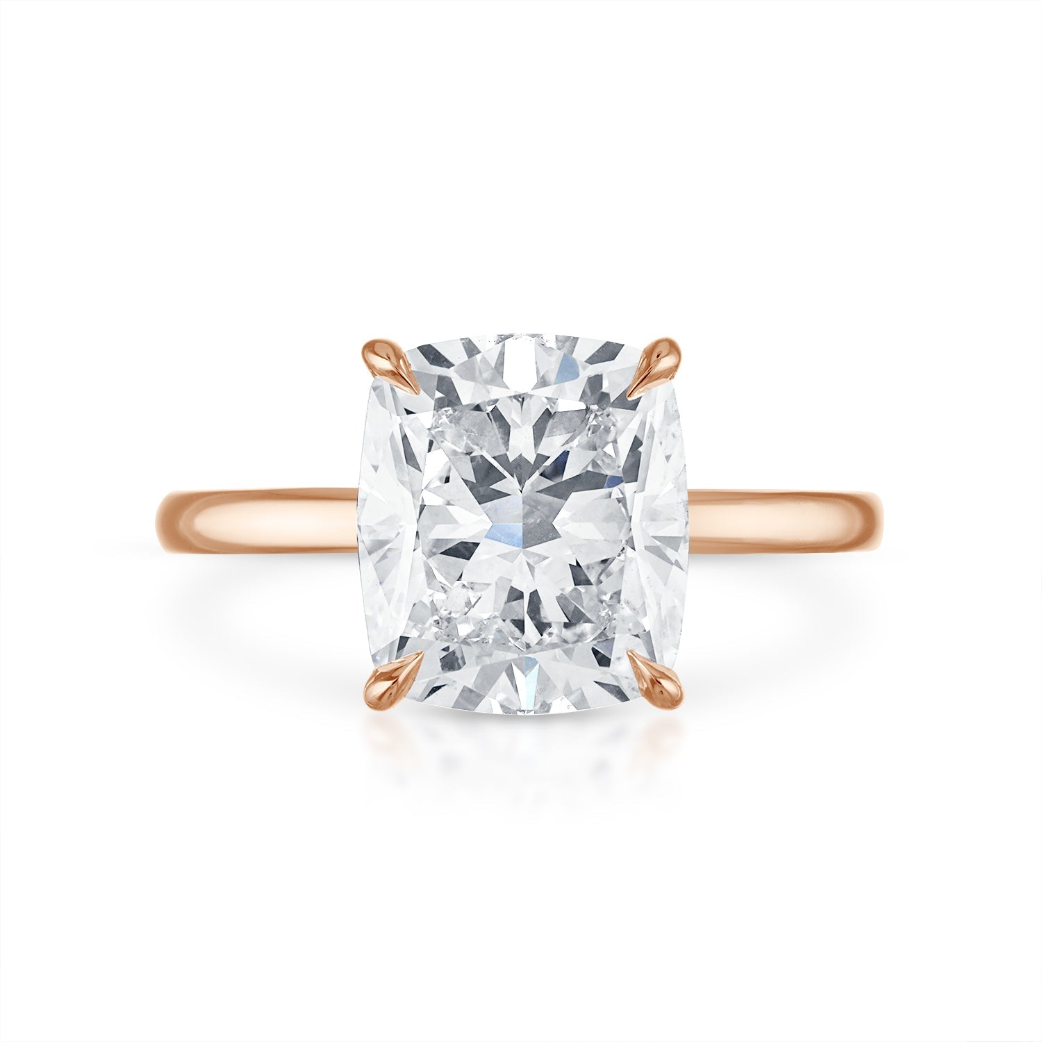 4.02ct Cushion Cut Solitaire with Pave Bezel Engagement Ring