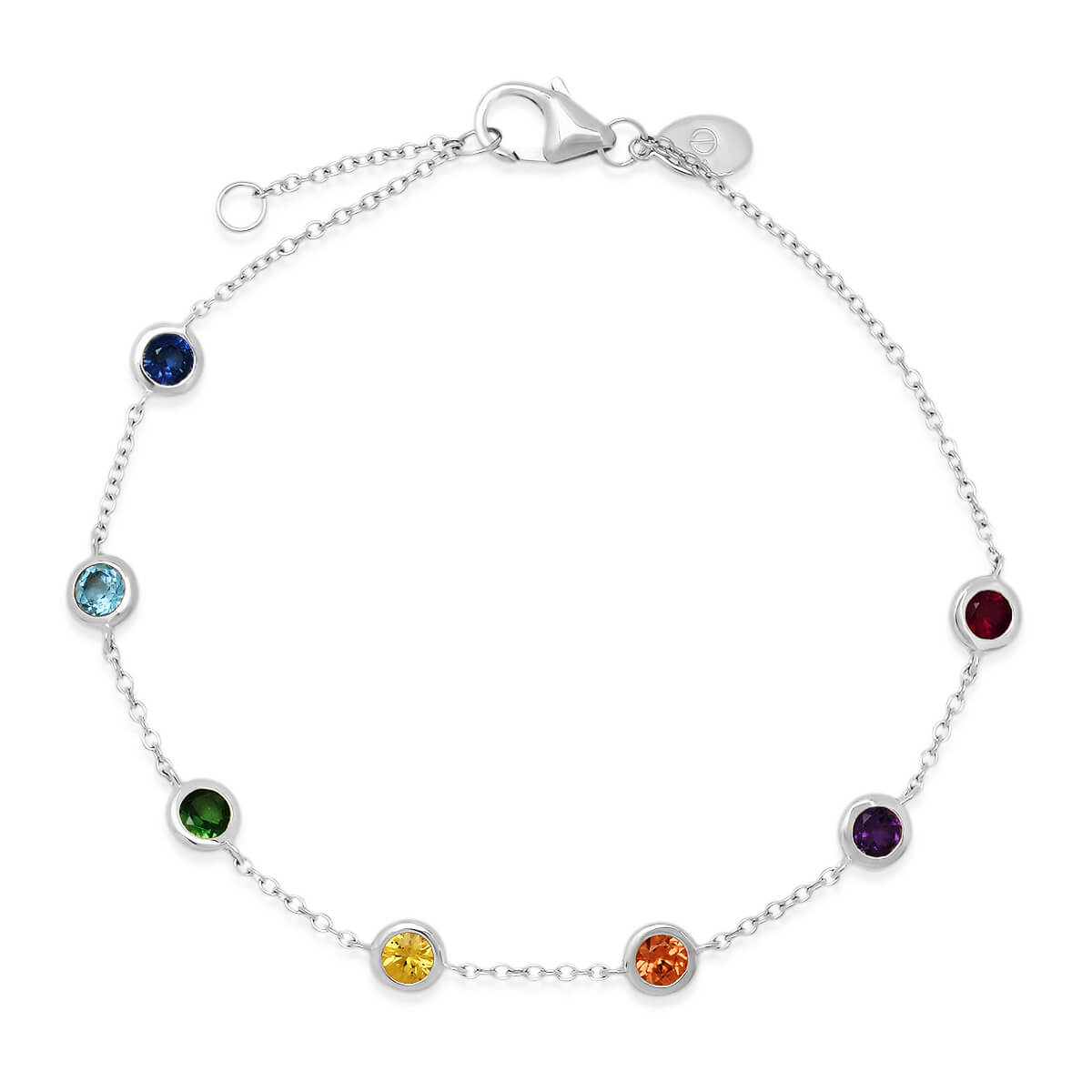 Rainbow Gemstone Bezel Station Bracelet