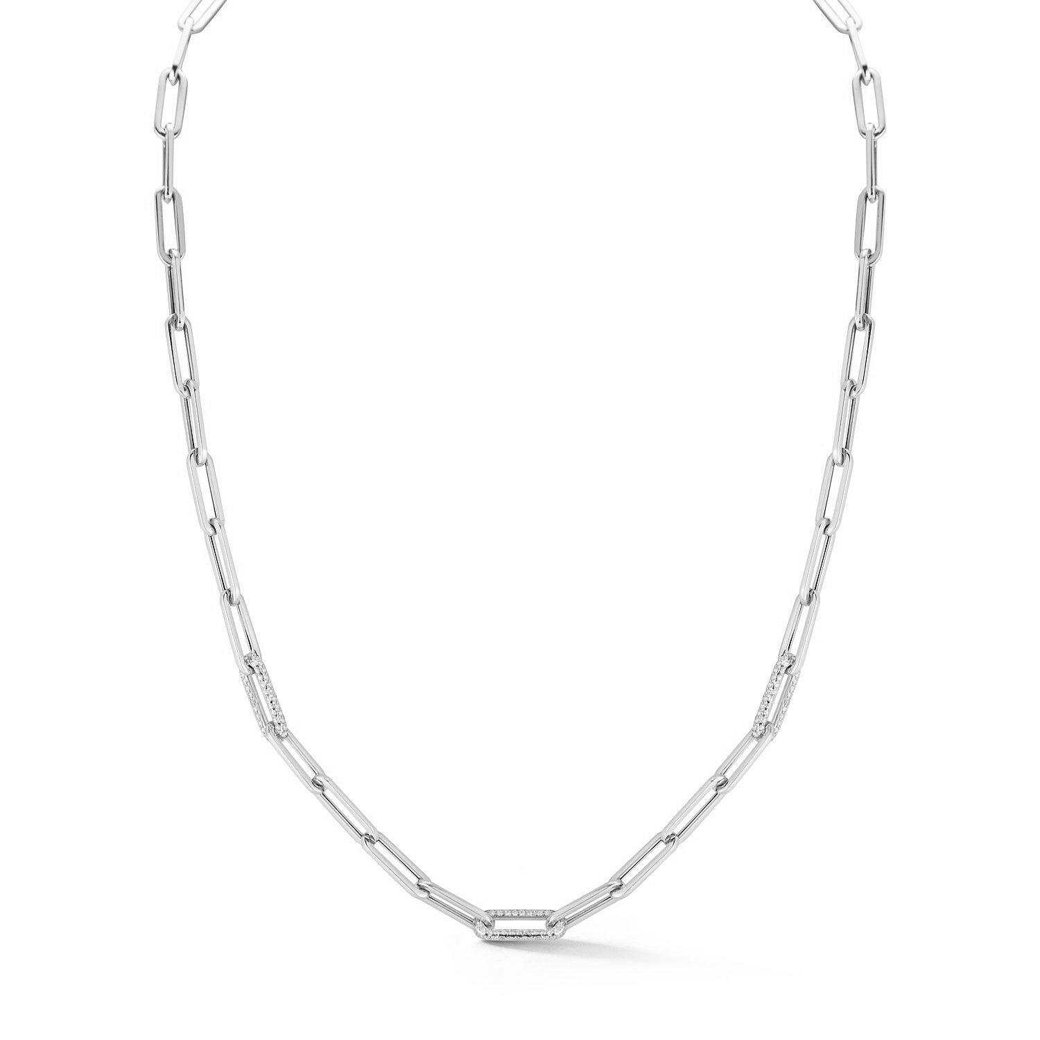 Paperclip Necklace with Diamond Links