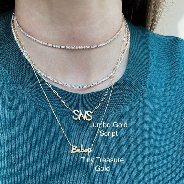 Jumbo Gold Script Name Necklace