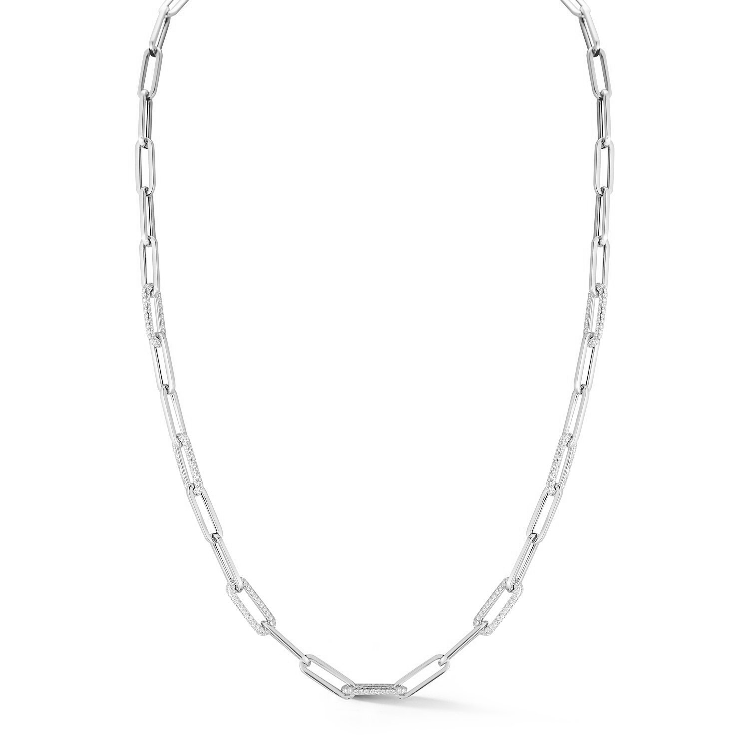 Paperclip Necklace with Diamond Links