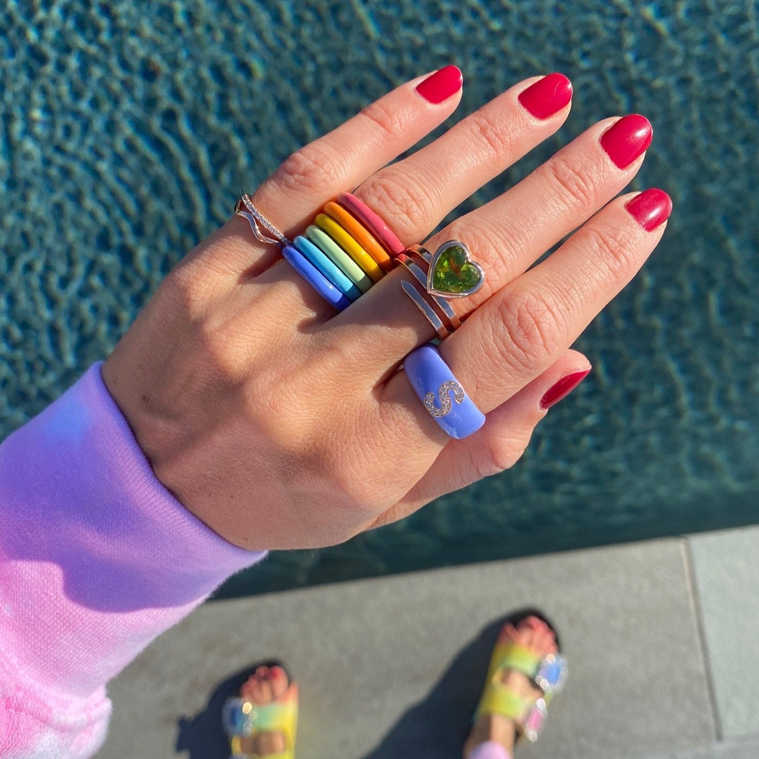 Peridot Spiral Heart Ring size 6.5